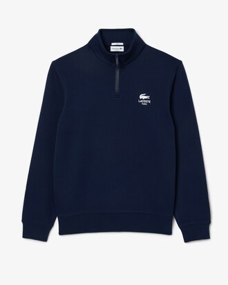 High Neck Zip-Up Print Sweatshirt