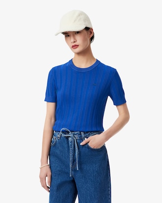 Short Sleeved Rib Knit Sweater