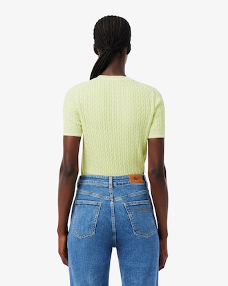 Short Sleeved Cable Knit Sweater