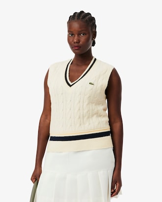 Cable Knit Wool Sweater Vest