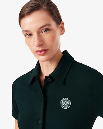 Tennis Badge Accent Polo Collar Piqu&eacute; Dress