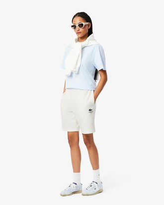 Printed cotton fleece shorts