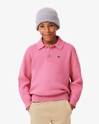 Cotton and Wool Blend Long Sleeved Polo Shirt Boys' Knitwear