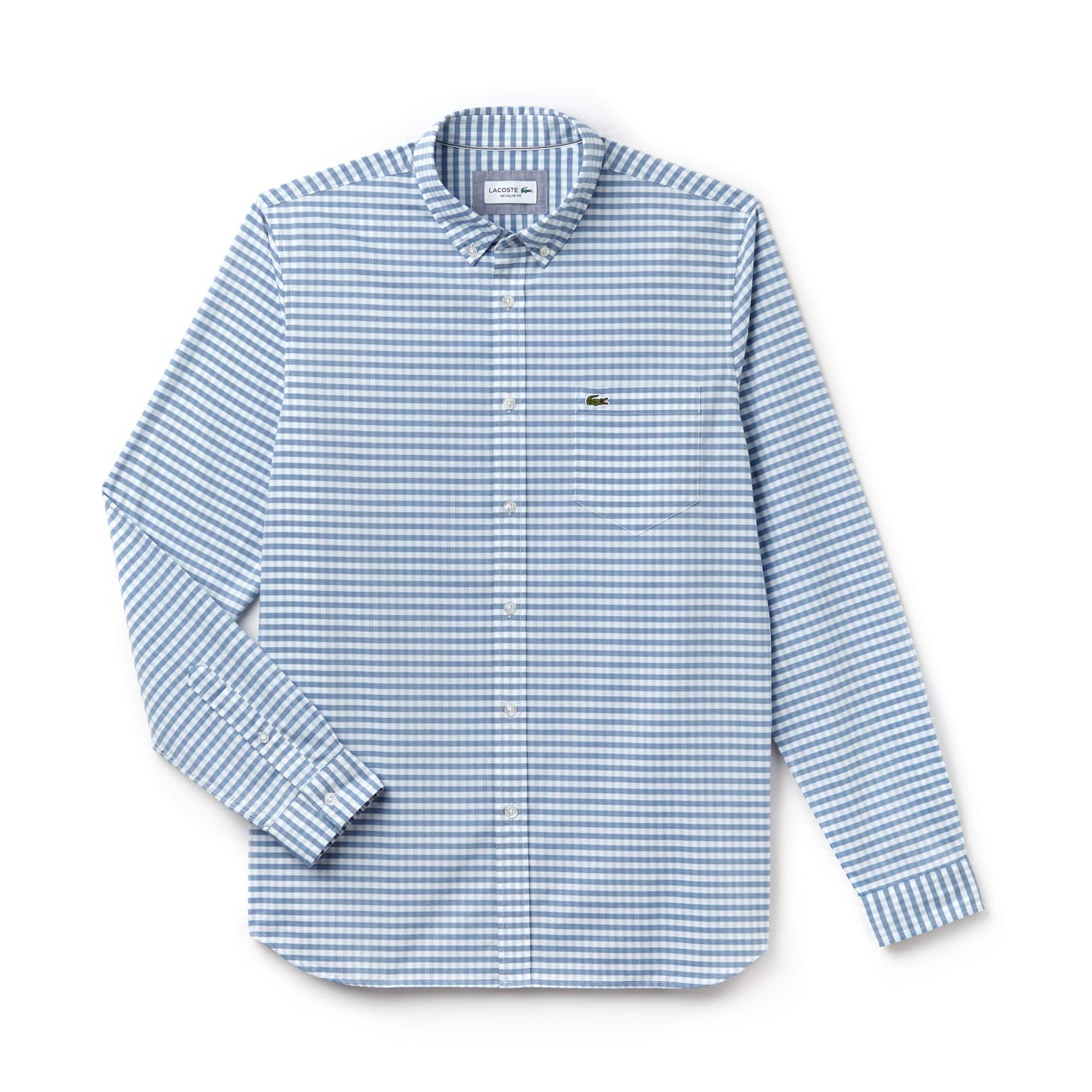 Men's Regular Fit Mini Check Cotton Poplin Shirt - Men - New In