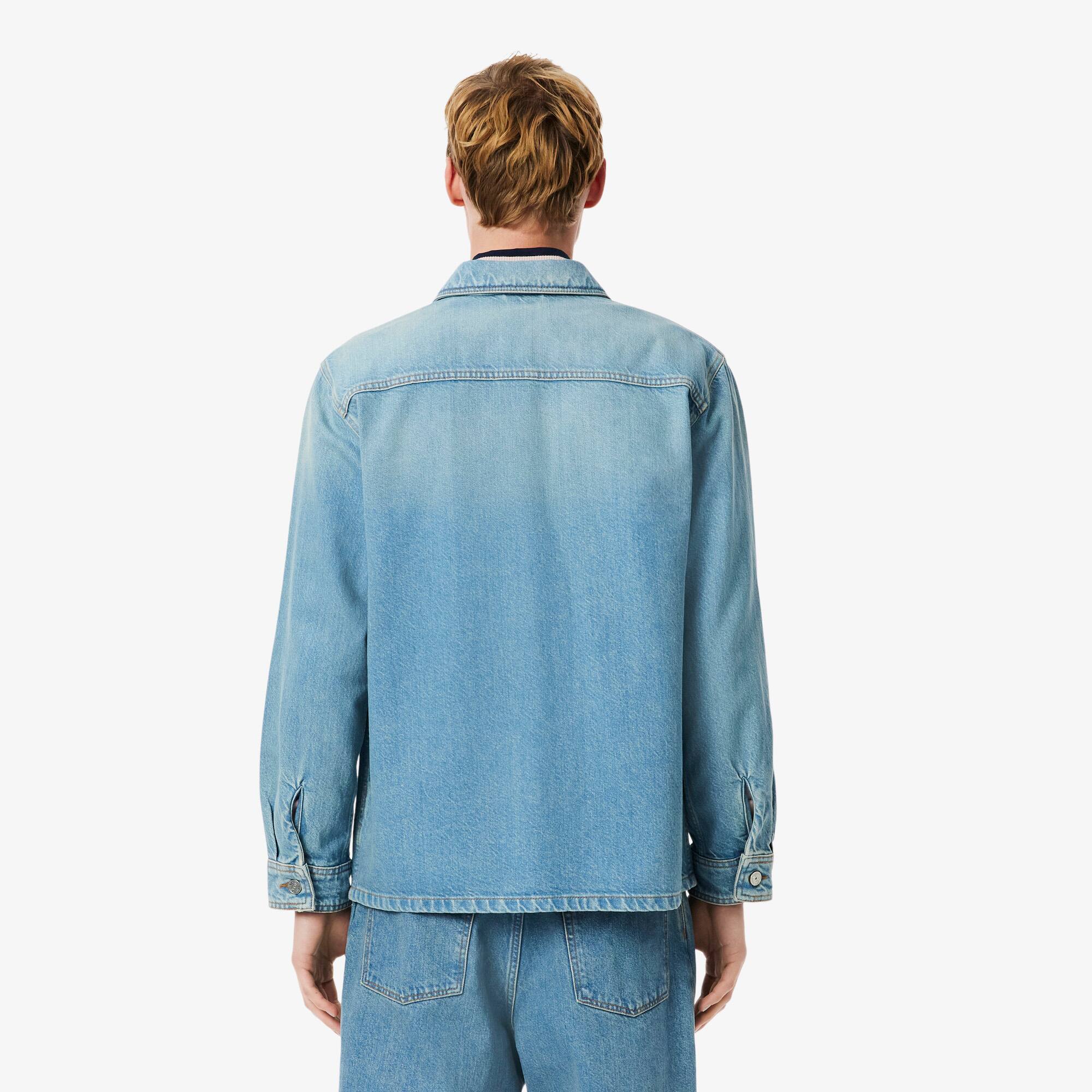 Heavy Cotton Denim Overshirt Jacket - Men's Long Sleeves Shirts