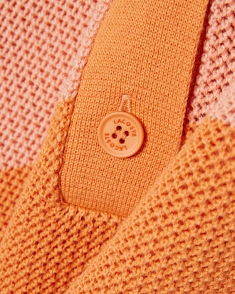 Striped Mesh Knit Polo Collar Sweater