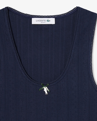 Slim Fit Pointelle Knit Cotton Tank Top