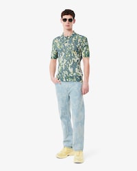 Straight Leg Print Motif Denim Jeans