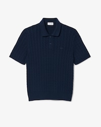 Classic Fit Cable Knit Cotton Polo Shirt