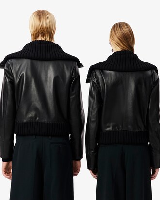 Runway High Ribbed Neck Leather Jacket