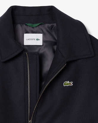 Zipped Padded Wool Aviator Jacket