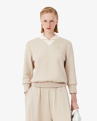 Runway Satin Knit V Neck Sweatshirt