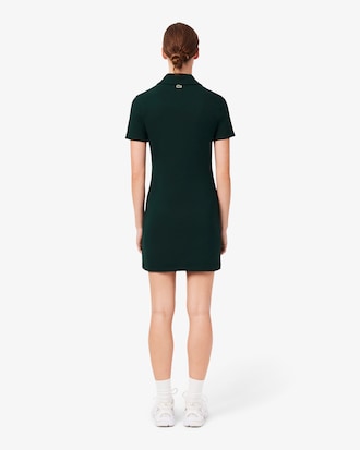 Tennis Badge Accent Polo Collar Piqu&eacute; Dress
