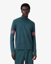 Runway High Neck Striped Jersey Sweater