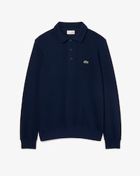 Ribbed Cotton Polo Collar Sweatshirt