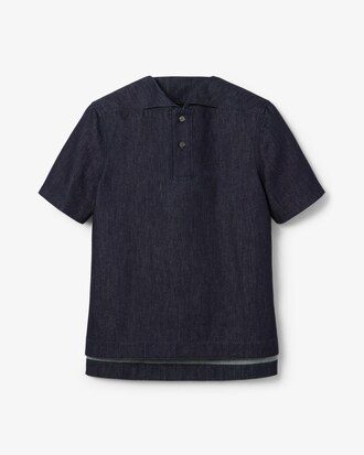 Runway Loose Fit Denim Polo Shirt