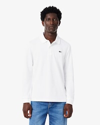 Regular Fit Long Sleeved Cotton Blend Polo Shirt
