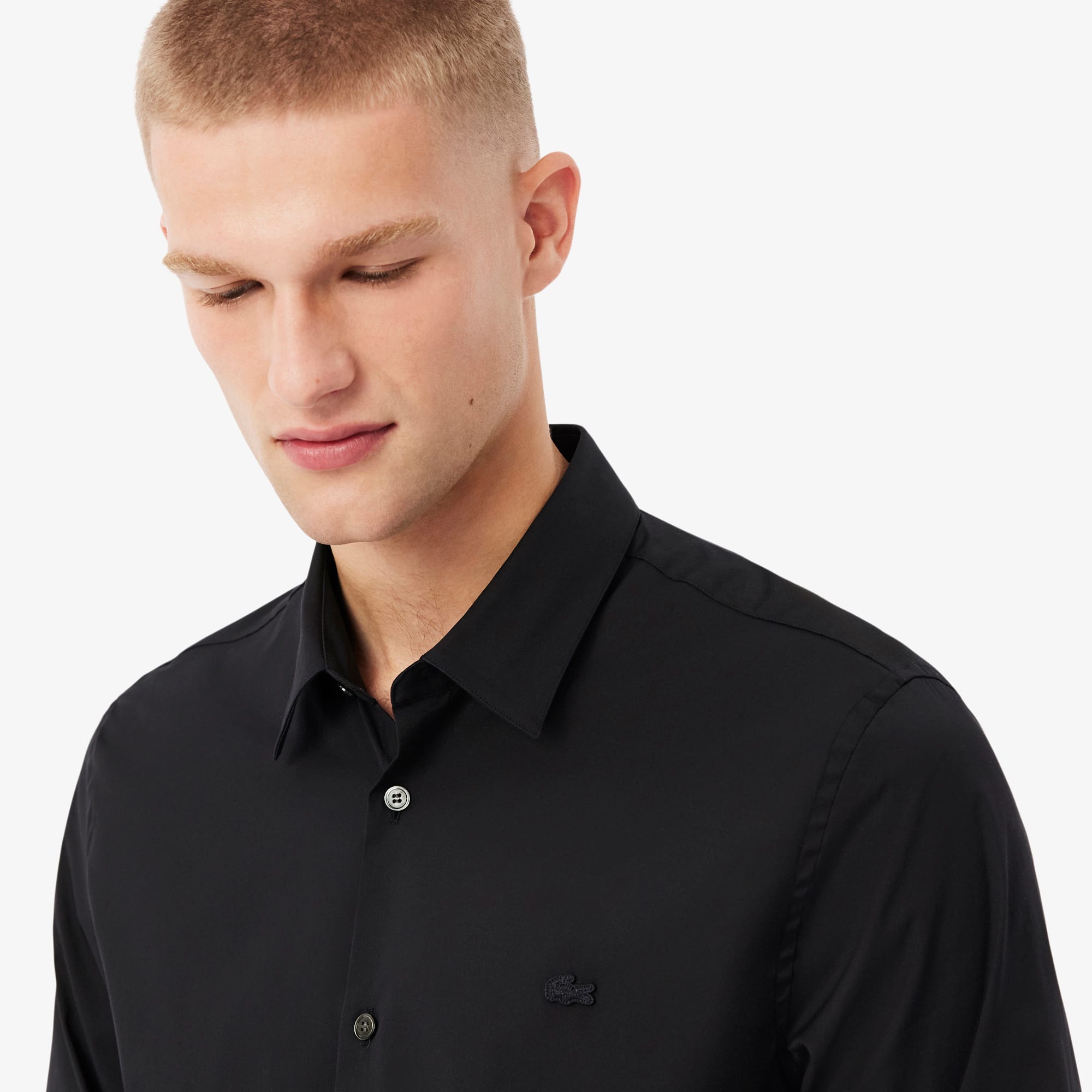 Slim Fit Stretch Poplin Shirt - Men's Long Sleeves Shirts - New In