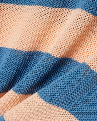 Striped Mesh Knit Polo Collar Sweater