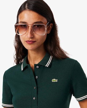 Stretch Polo Collar Skater Dress