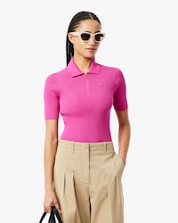 3D Ribbed Knit Polo Shirt