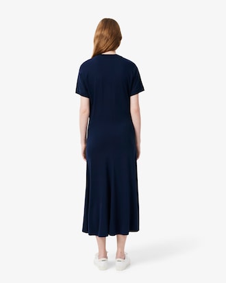 Long Fluid Piqu&eacute; T-shirt Dress