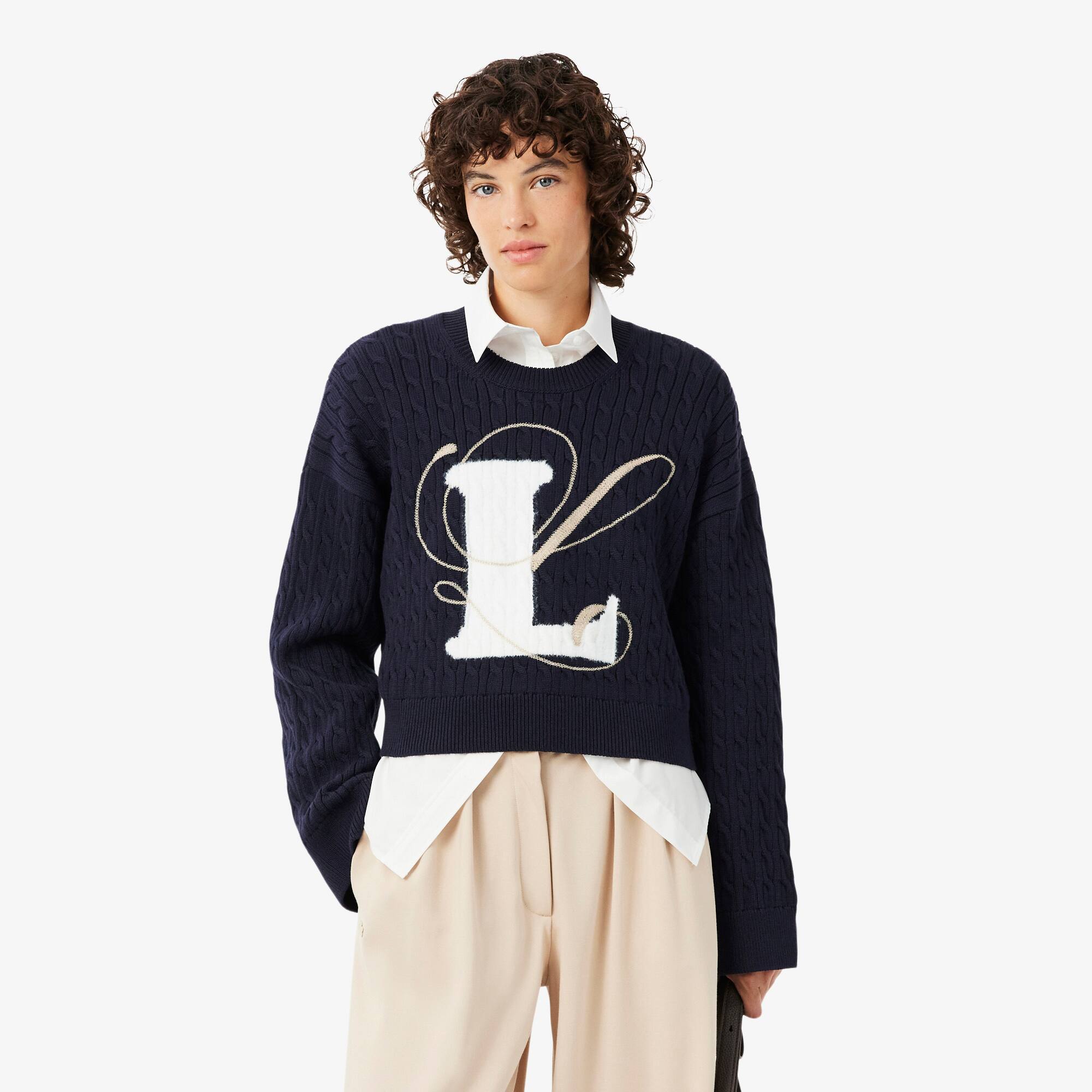 Embroidered Intarsia Cable Knit Sweater - Women's Knitwear - New