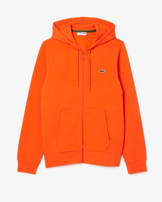 fleece hoodie lacoste woven panel zip through hoodie