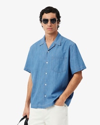 Relaxed Fit Open Neck Denim Shirt