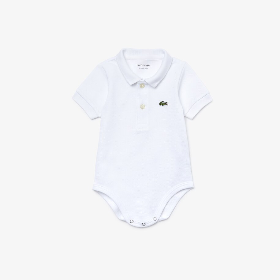 Baby Organic Cotton Pique Bodysuit In Recycled Cardboard Box Set Lacoste