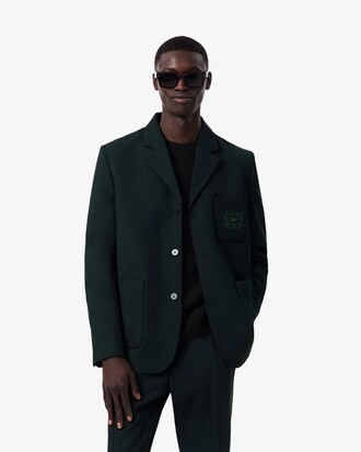 Blazer laine m&eacute;lang&eacute;e blason brod&eacute;