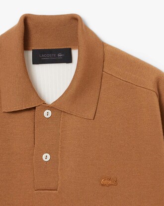 Pull col polo laine m&eacute;lang&eacute;e D&eacute;fil&eacute;