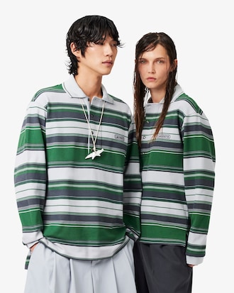 Polo Piqu&eacute; ray&eacute; loose fit Lacoste x Wang Yibo