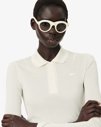 Polo manches longues slim fit soie D&eacute;fil&eacute;