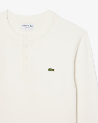 T-shirt Henley maille gaufr&eacute;e