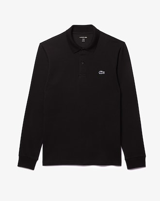 Polo regular fit manches longues en coton m&eacute;lang&eacute;