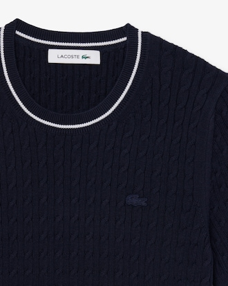 Pull manches courtes maille torsad&eacute;e