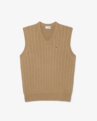 Pull sans manche torsad&eacute; coton