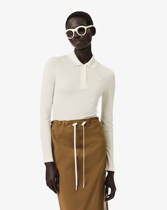 Polo manches longues slim fit soie D&eacute;fil&eacute;