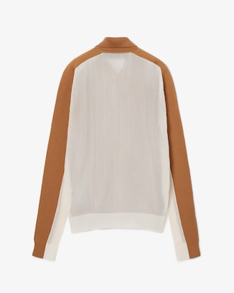 Pull col polo laine m&eacute;lang&eacute;e D&eacute;fil&eacute;