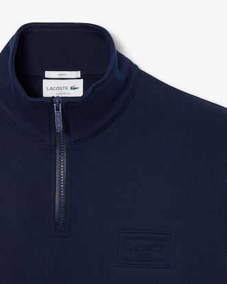 Sweatshirt col montant zipp&eacute; marquage emboss&eacute;