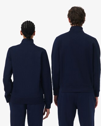 Sweatshirt col montant zipp&eacute; marquage emboss&eacute;