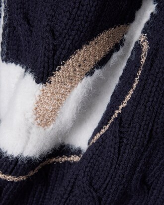 Pull maille torsad&eacute;e intarsia broderie