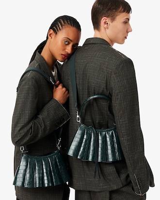 Petit sac Lenglen D&eacute;fil&eacute; en cuir effet crocodile