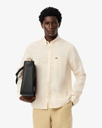 Chemise regular fit en lin ray&eacute;e