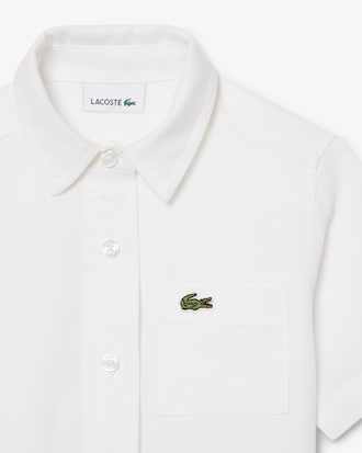 Robe chemise popeline bas pliss&eacute;