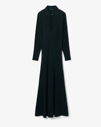 Robe longue col polo soie D&eacute;fil&eacute;