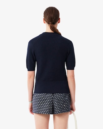 Polo maille col ouvert badge regular fit