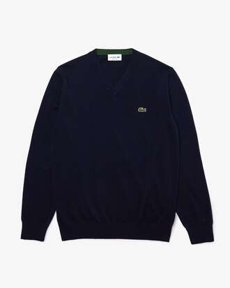 Pull coton uni col V