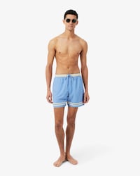 Short de bain mi-long rayures contrast&eacute;es